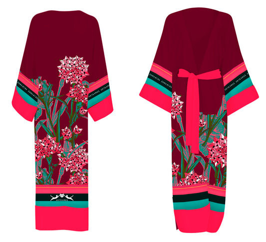 CARNATION ON BURGUNDY